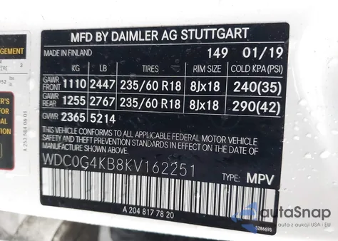 2019 Mercedes-Benz Glc 300 4Matic z USA, uszkodzony, nr VIN WDC0G4KB8KV162251